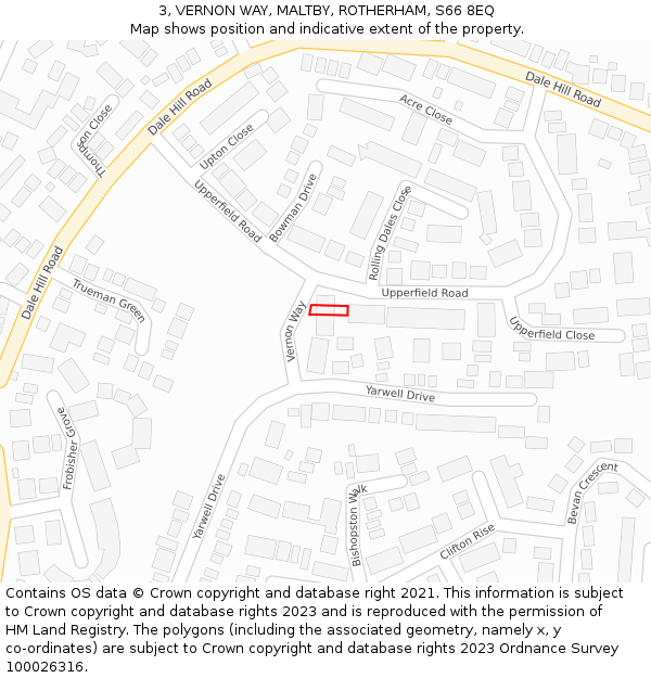 3, VERNON WAY, MALTBY, ROTHERHAM, S66 8EQ: Location map and indicative extent of plot