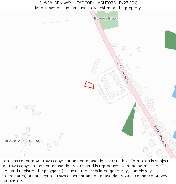 3, WEALDEN WAY, HEADCORN, ASHFORD, TN27 9DQ: Location map and indicative extent of plot