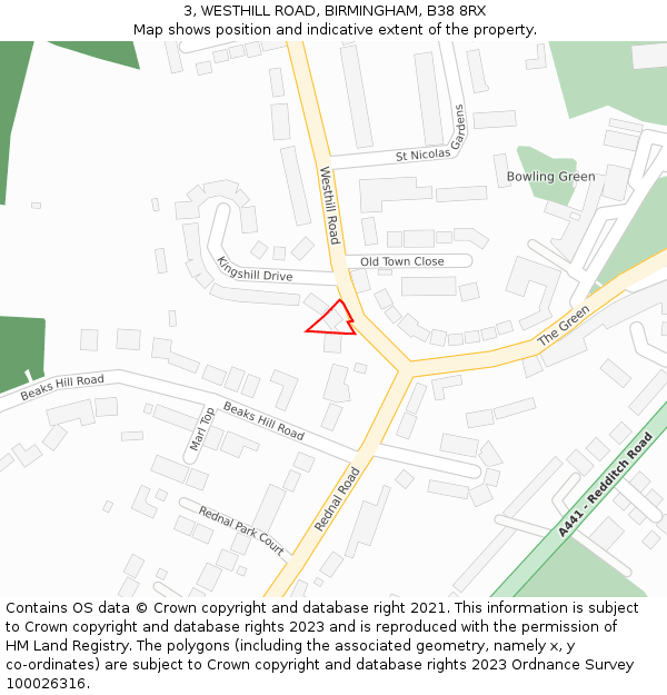 3, WESTHILL ROAD, BIRMINGHAM, B38 8RX: Location map and indicative extent of plot