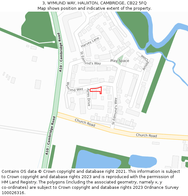 3, WYMUND WAY, HAUXTON, CAMBRIDGE, CB22 5FQ: Location map and indicative extent of plot