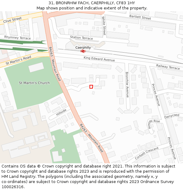 31, BRONRHIW FACH, CAERPHILLY, CF83 1HY: Location map and indicative extent of plot