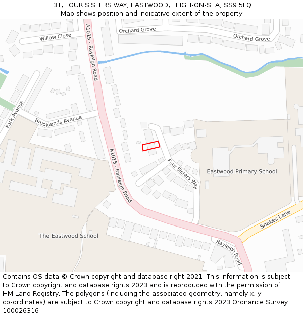 31, FOUR SISTERS WAY, EASTWOOD, LEIGH-ON-SEA, SS9 5FQ: Location map and indicative extent of plot