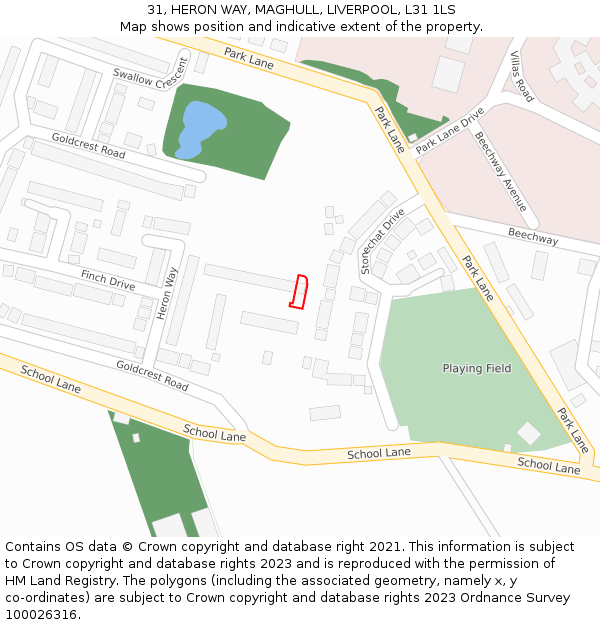 31, HERON WAY, MAGHULL, LIVERPOOL, L31 1LS: Location map and indicative extent of plot