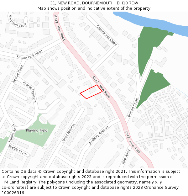 31, NEW ROAD, BOURNEMOUTH, BH10 7DW: Location map and indicative extent of plot