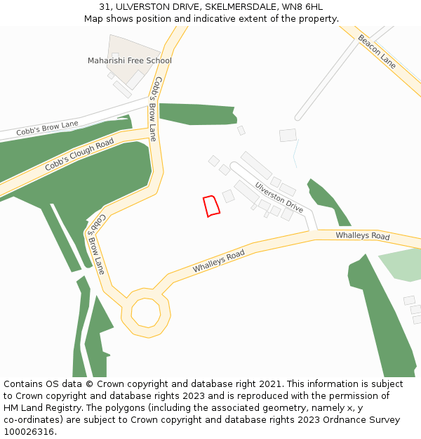 31, ULVERSTON DRIVE, SKELMERSDALE, WN8 6HL: Location map and indicative extent of plot