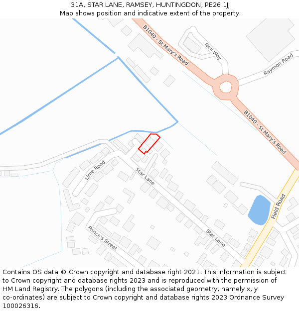 31A, STAR LANE, RAMSEY, HUNTINGDON, PE26 1JJ: Location map and indicative extent of plot