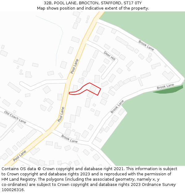 32B, POOL LANE, BROCTON, STAFFORD, ST17 0TY: Location map and indicative extent of plot