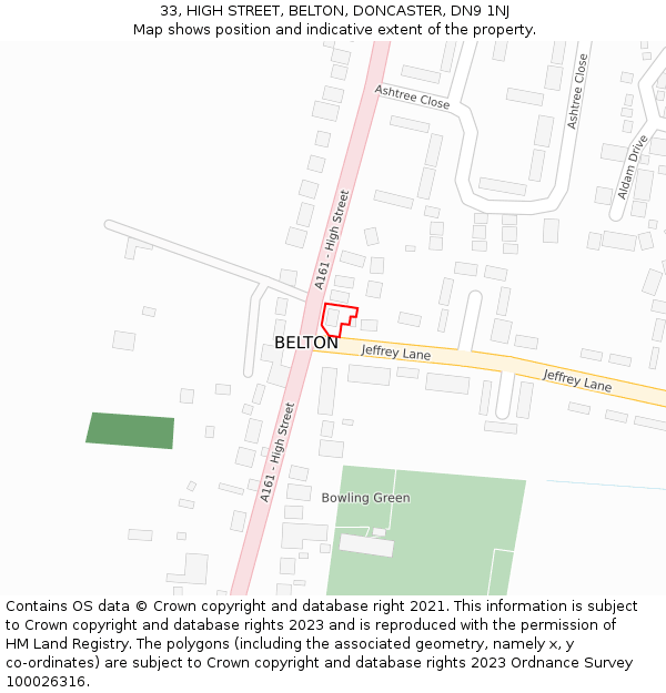 33, HIGH STREET, BELTON, DONCASTER, DN9 1NJ: Location map and indicative extent of plot