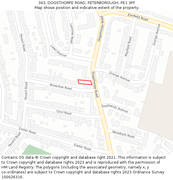 343, DOGSTHORPE ROAD, PETERBOROUGH, PE1 3PF: Location map and indicative extent of plot