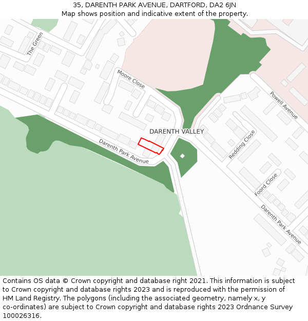 35, DARENTH PARK AVENUE, DARTFORD, DA2 6JN: Location map and indicative extent of plot