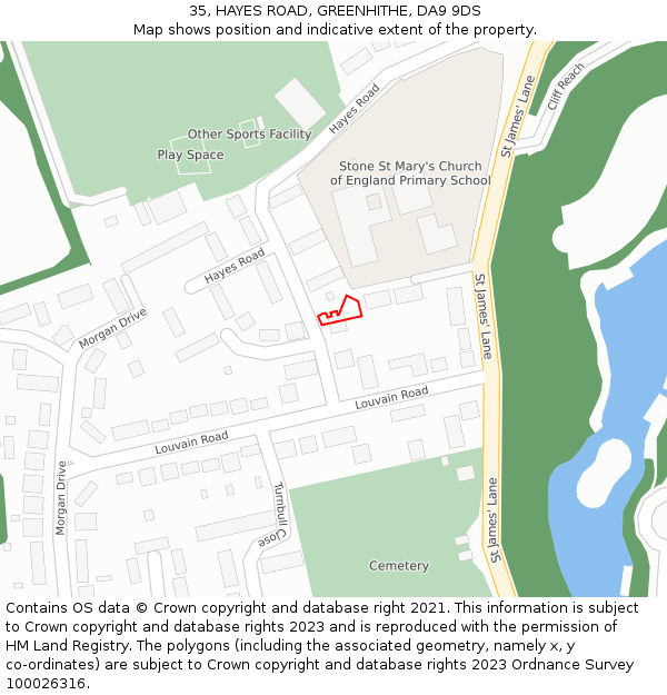 35, HAYES ROAD, GREENHITHE, DA9 9DS: Location map and indicative extent of plot