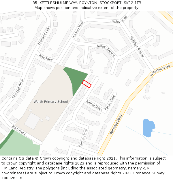 35, KETTLESHULME WAY, POYNTON, STOCKPORT, SK12 1TB: Location map and indicative extent of plot