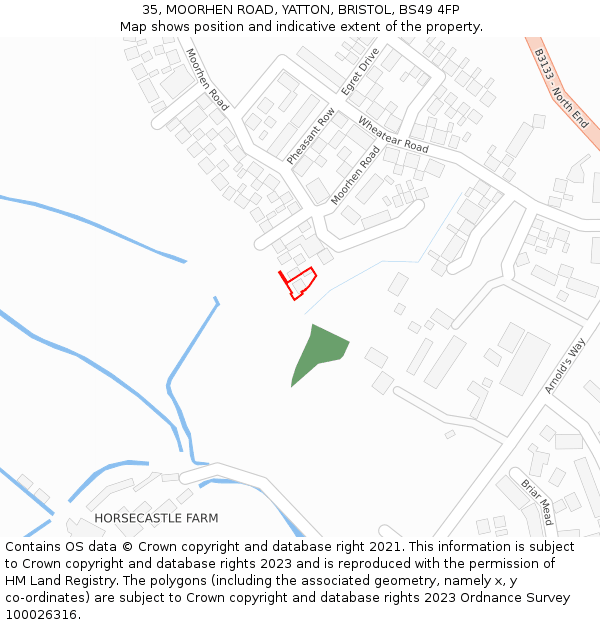 35, MOORHEN ROAD, YATTON, BRISTOL, BS49 4FP: Location map and indicative extent of plot