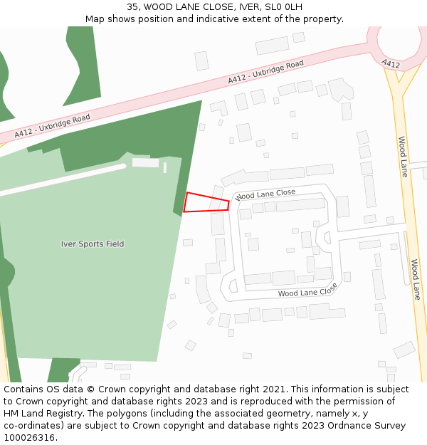 35, WOOD LANE CLOSE, IVER, SL0 0LH: Location map and indicative extent of plot