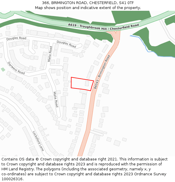 366, BRIMINGTON ROAD, CHESTERFIELD, S41 0TF: Location map and indicative extent of plot