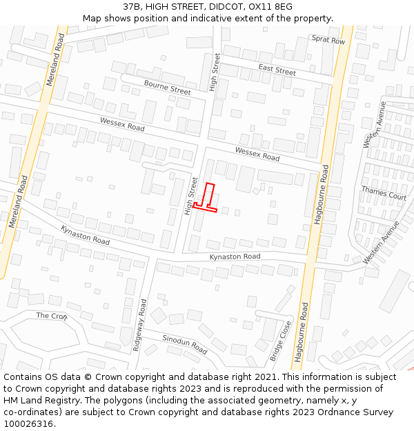 37B, HIGH STREET, DIDCOT, OX11 8EG: Location map and indicative extent of plot