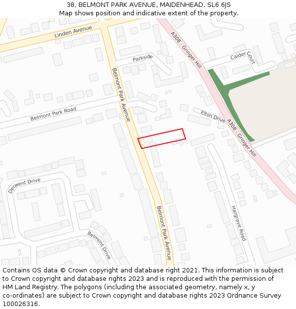 38, BELMONT PARK AVENUE, MAIDENHEAD, SL6 6JS: Location map and indicative extent of plot