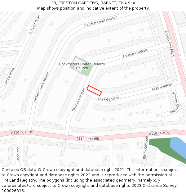 38, FRESTON GARDENS, BARNET, EN4 9LX: Location map and indicative extent of plot