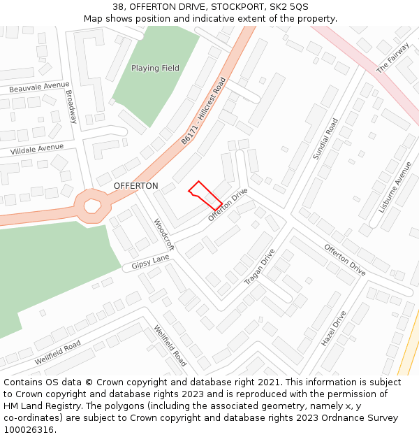 38, OFFERTON DRIVE, STOCKPORT, SK2 5QS: Location map and indicative extent of plot