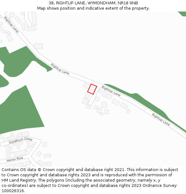 38, RIGHTUP LANE, WYMONDHAM, NR18 9NB: Location map and indicative extent of plot