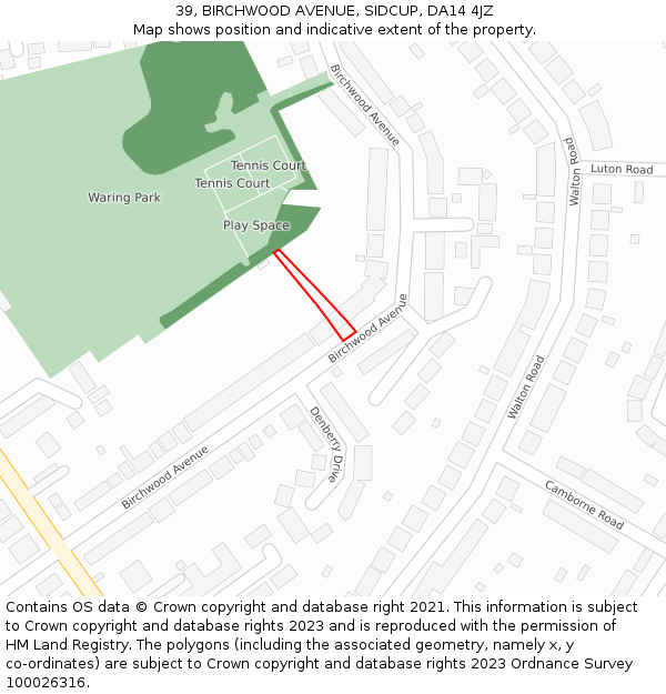 39, BIRCHWOOD AVENUE, SIDCUP, DA14 4JZ: Location map and indicative extent of plot