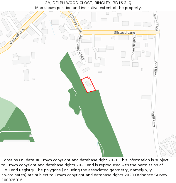 3A, DELPH WOOD CLOSE, BINGLEY, BD16 3LQ: Location map and indicative extent of plot