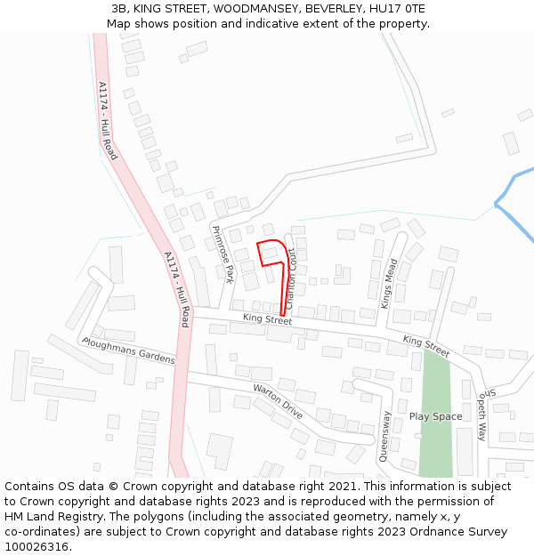 3B, KING STREET, WOODMANSEY, BEVERLEY, HU17 0TE: Location map and indicative extent of plot