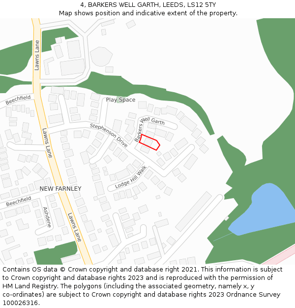 4, BARKERS WELL GARTH, LEEDS, LS12 5TY: Location map and indicative extent of plot