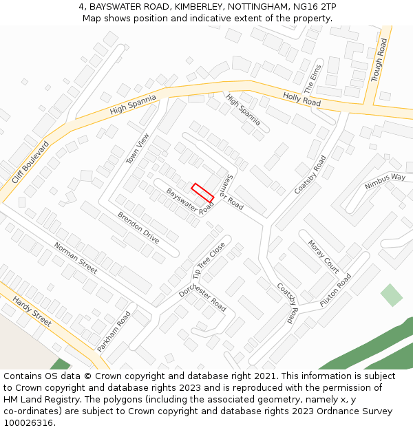 4, BAYSWATER ROAD, KIMBERLEY, NOTTINGHAM, NG16 2TP: Location map and indicative extent of plot