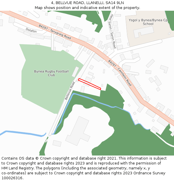 4, BELLVUE ROAD, LLANELLI, SA14 9LN: Location map and indicative extent of plot