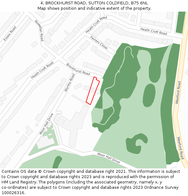 4, BROCKHURST ROAD, SUTTON COLDFIELD, B75 6NL: Location map and indicative extent of plot