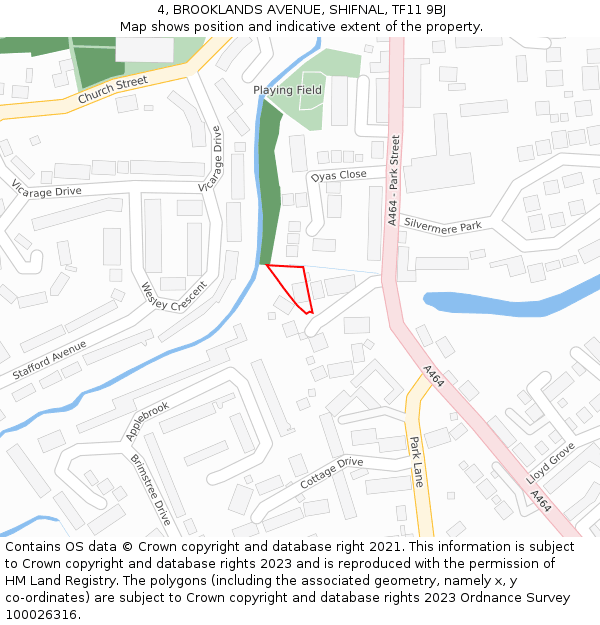 4, BROOKLANDS AVENUE, SHIFNAL, TF11 9BJ: Location map and indicative extent of plot