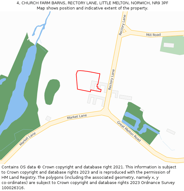 4, CHURCH FARM BARNS, RECTORY LANE, LITTLE MELTON, NORWICH, NR9 3PF: Location map and indicative extent of plot