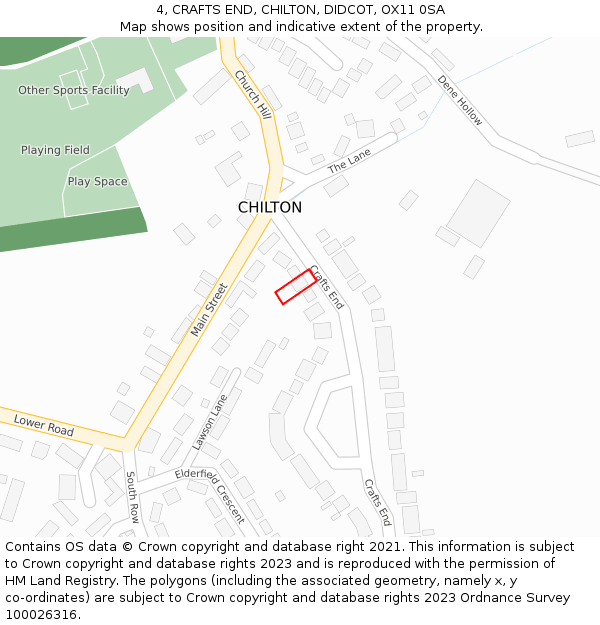 4, CRAFTS END, CHILTON, DIDCOT, OX11 0SA: Location map and indicative extent of plot