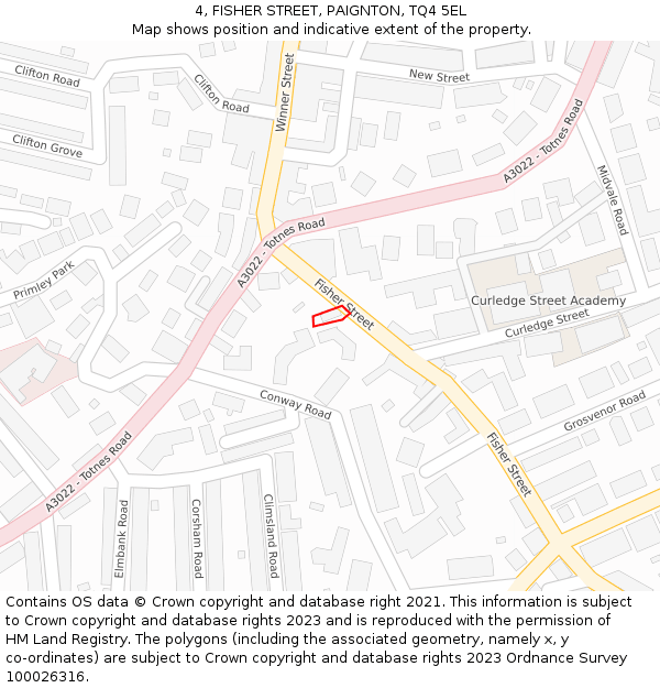 4, FISHER STREET, PAIGNTON, TQ4 5EL: Location map and indicative extent of plot