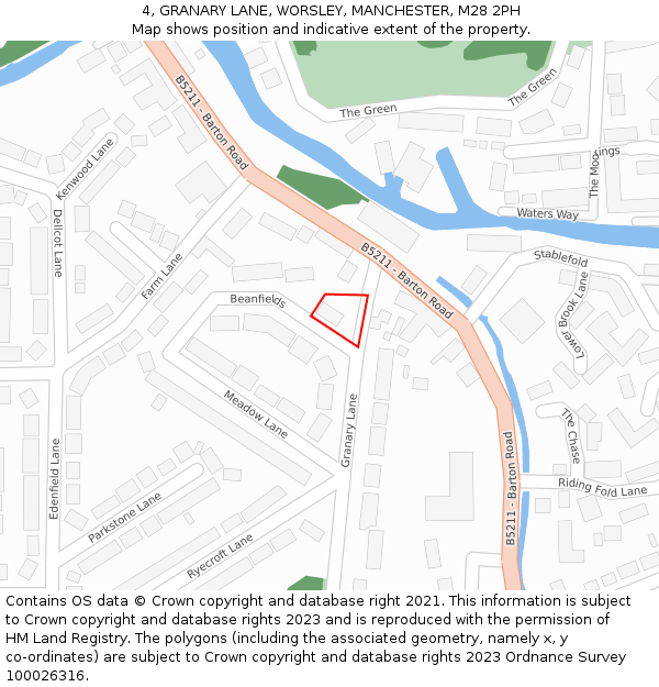 4, GRANARY LANE, WORSLEY, MANCHESTER, M28 2PH: Location map and indicative extent of plot