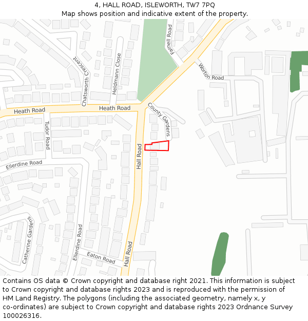 4, HALL ROAD, ISLEWORTH, TW7 7PQ: Location map and indicative extent of plot