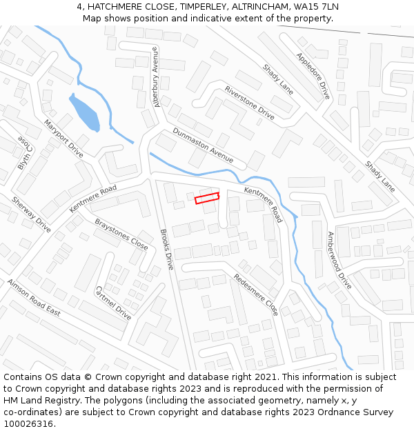 4, HATCHMERE CLOSE, TIMPERLEY, ALTRINCHAM, WA15 7LN: Location map and indicative extent of plot