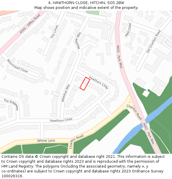 4, HAWTHORN CLOSE, HITCHIN, SG5 2BW: Location map and indicative extent of plot