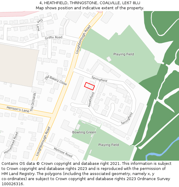 4, HEATHFIELD, THRINGSTONE, COALVILLE, LE67 8LU: Location map and indicative extent of plot