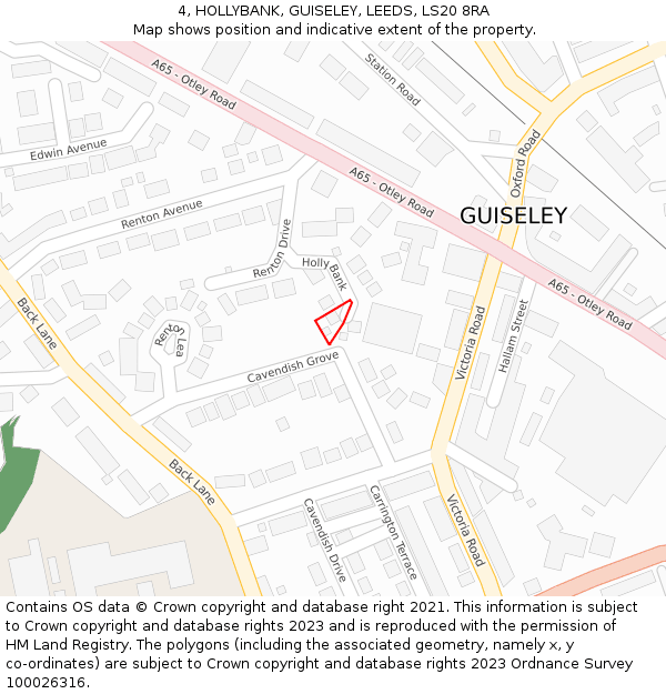 4, HOLLYBANK, GUISELEY, LEEDS, LS20 8RA: Location map and indicative extent of plot