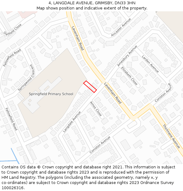 4, LANGDALE AVENUE, GRIMSBY, DN33 3HN: Location map and indicative extent of plot