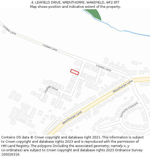 4, LEAFIELD DRIVE, WRENTHORPE, WAKEFIELD, WF2 0FT: Location map and indicative extent of plot