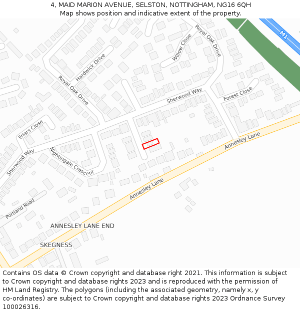 4, MAID MARION AVENUE, SELSTON, NOTTINGHAM, NG16 6QH: Location map and indicative extent of plot