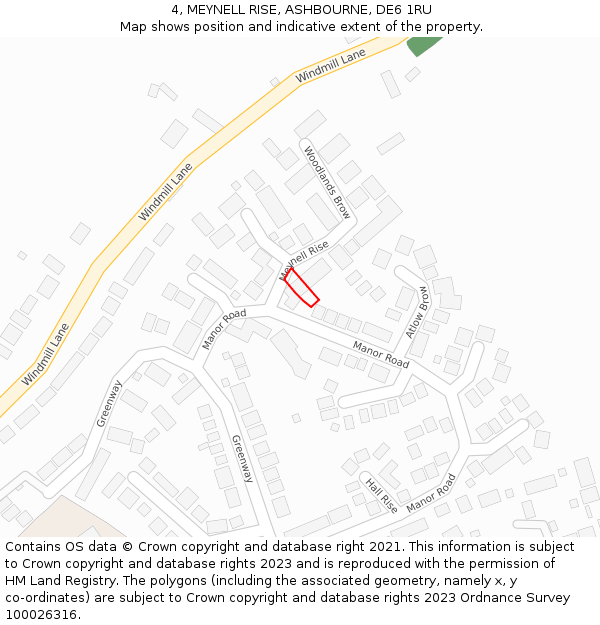 4, MEYNELL RISE, ASHBOURNE, DE6 1RU: Location map and indicative extent of plot