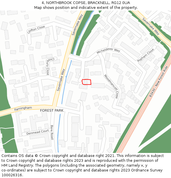 4, NORTHBROOK COPSE, BRACKNELL, RG12 0UA: Location map and indicative extent of plot