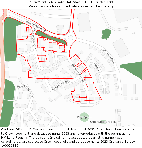 4, OXCLOSE PARK WAY, HALFWAY, SHEFFIELD, S20 8GS: Location map and indicative extent of plot