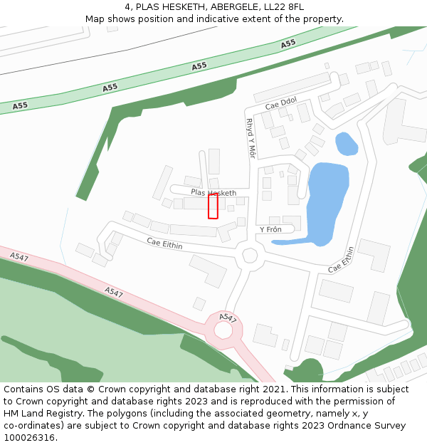 4, PLAS HESKETH, ABERGELE, LL22 8FL: Location map and indicative extent of plot