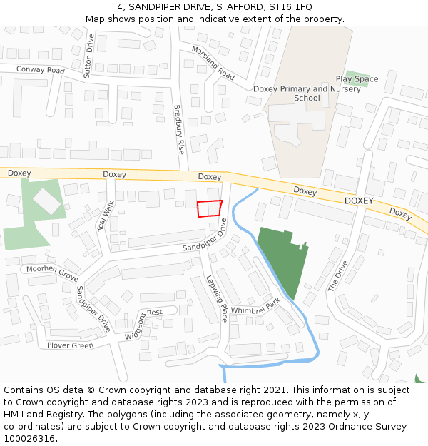 4, SANDPIPER DRIVE, STAFFORD, ST16 1FQ: Location map and indicative extent of plot