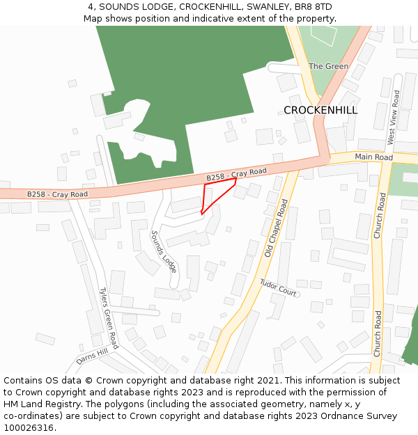 4, SOUNDS LODGE, CROCKENHILL, SWANLEY, BR8 8TD: Location map and indicative extent of plot